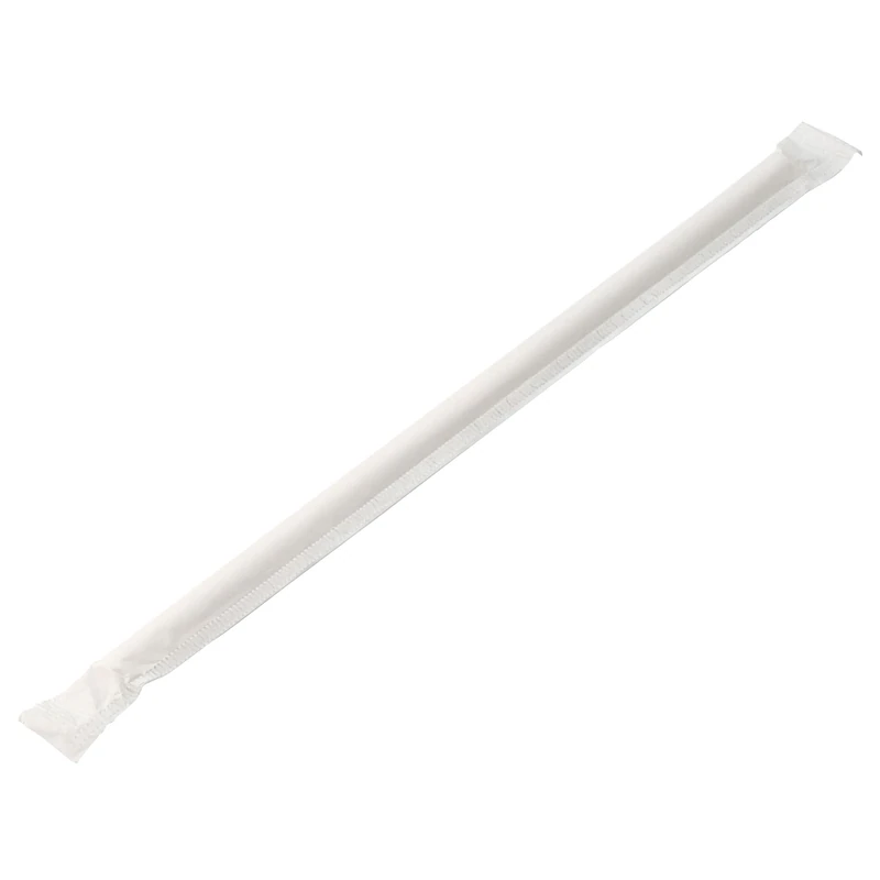 Wrapped White Stripe Paper Straw 8inch - Case of 6000 - Individually Wrapped Paper Straws