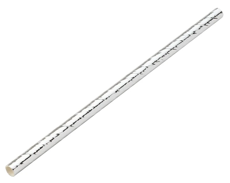 Utopia F90122 Paper Silver Cocktail Straw 5.5" (14cm) 5mm Bore Pack of 24