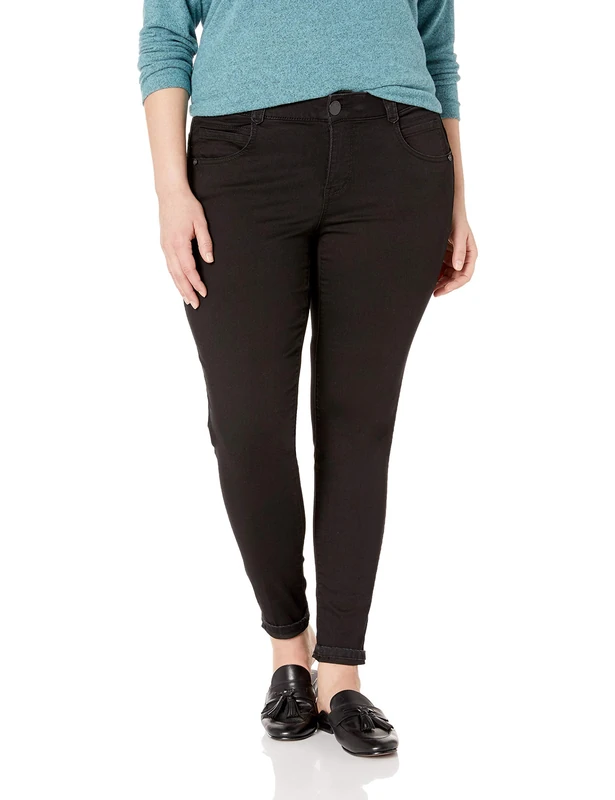 Democracy Women's Plus Size Ab Solution Booty Life Jegging Jeans, Black, 20