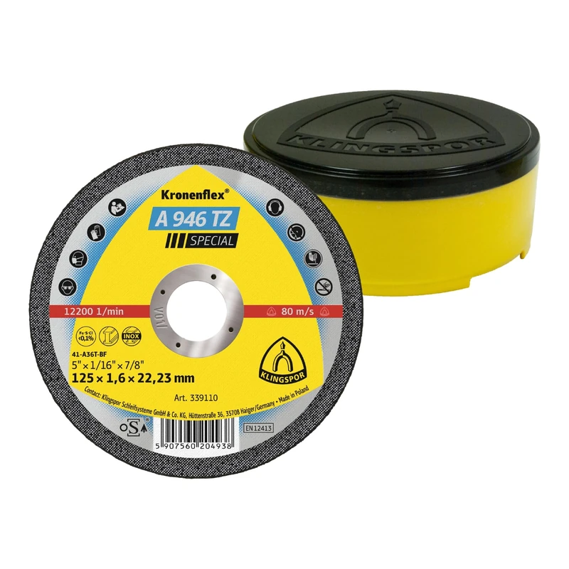 Klingspor KLI-339109-25 339109 A 946 TZ Cutting Discs 115 x 1.6 x 22.23 mm Straight Contents: 25 Pieces