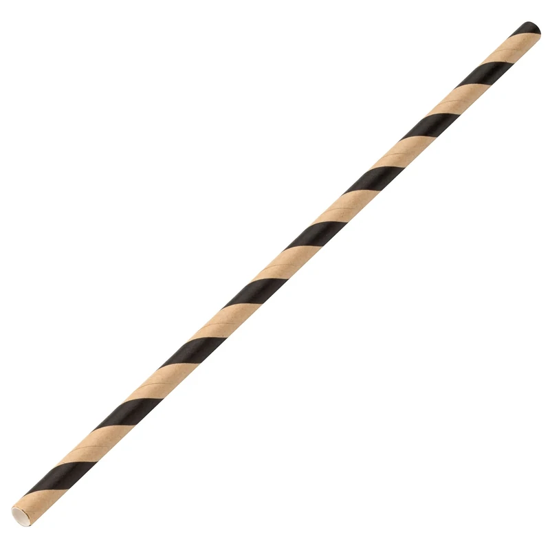 Utopia F90119 Paper Brown/Black Stripe Straw 8"(20cm) Box of 250 Pack of 24