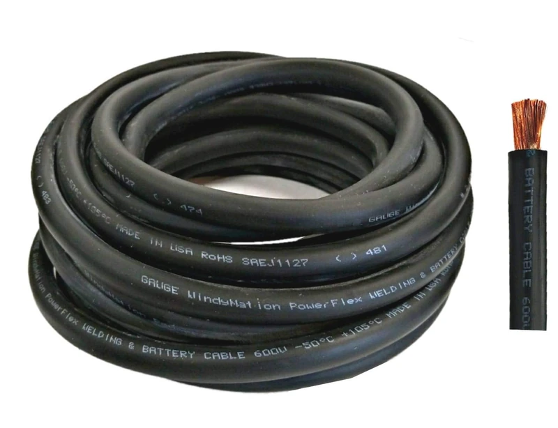WNI 2 Gauge 10 Feet Black 2 AWG Ultra Flexible Welding Battery Copper Cable Wire - Made In The USA - Car, Inverter, RV, Solar