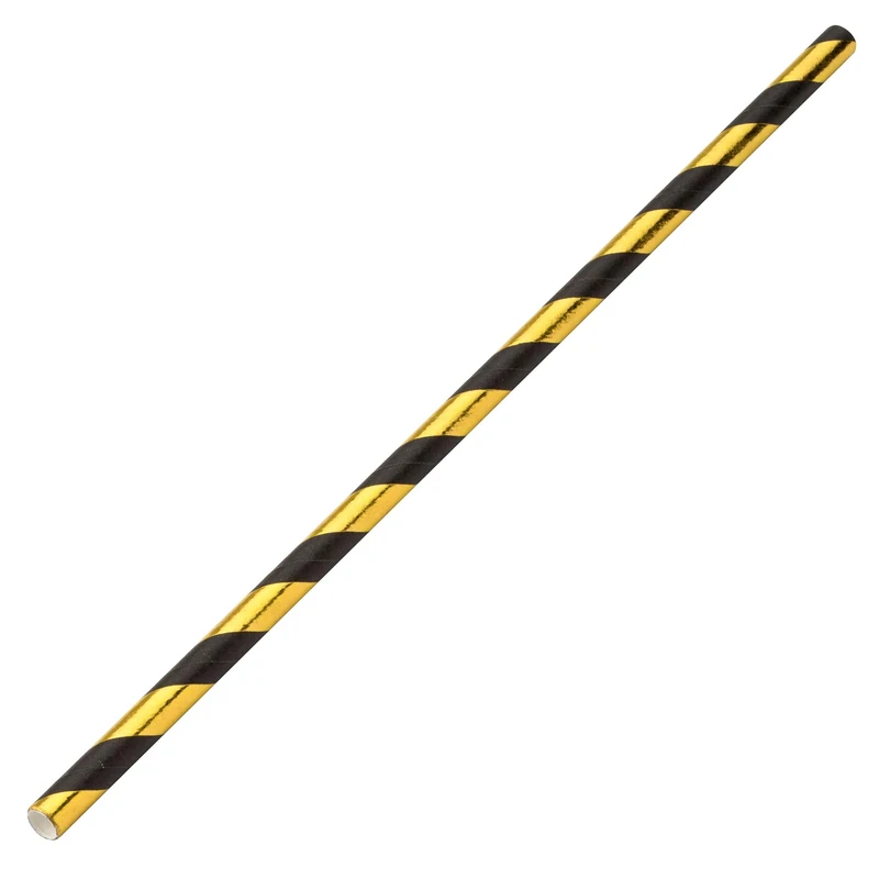 Gold & Black Paper Straws 8inch - Case of 6000 - Eco-Friendly Paper Straws