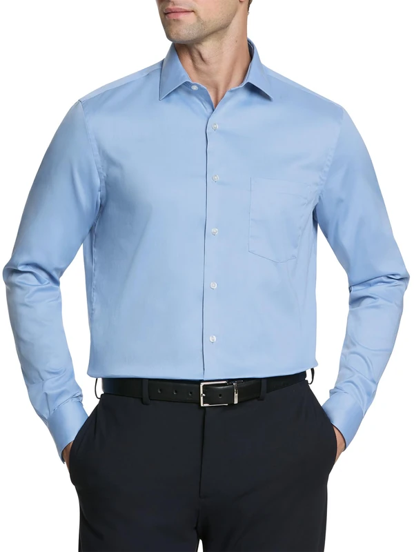 Van Heusen Men's Dress Shirt Regular Fit Flex Collar Stretch Solid, Frosty Blue, 42 cm Hals 81 cm-84 cm Ärmel