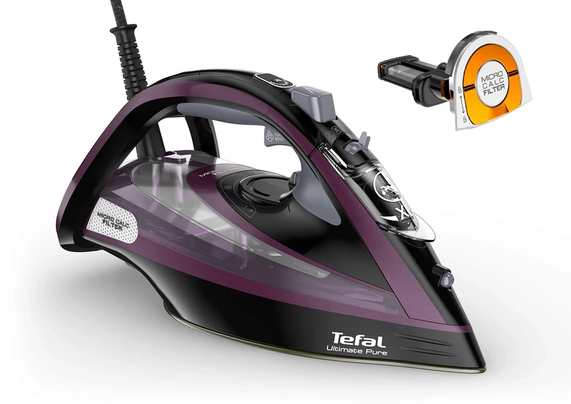 Tefal Ultimate Pure Steam Iron, 3000W, 240 g/min Steam Boost, 55g/min Continuous Steam, 350ml Water Tank, Durilium Non Stick Soleplate, Anti Scale Anti Drip, FV9830