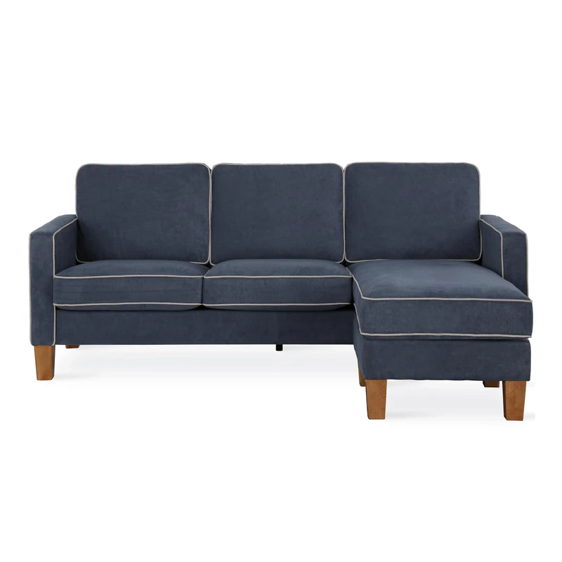 Novogratz Bowen Sectional Sofa, L Shaped Couch, Blue