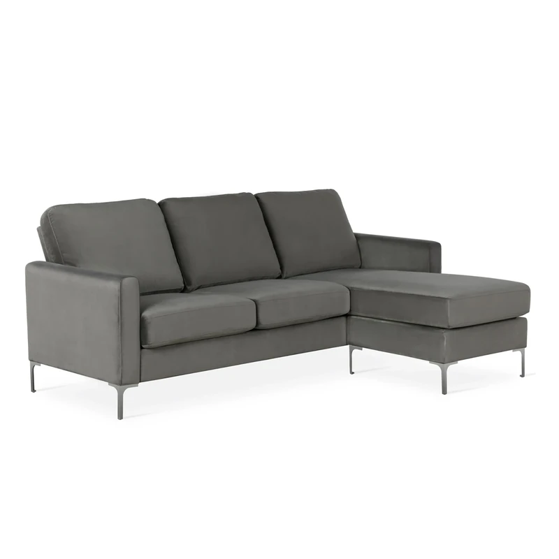 Novogratz Chapman Sectional Sofa Velvet Grey