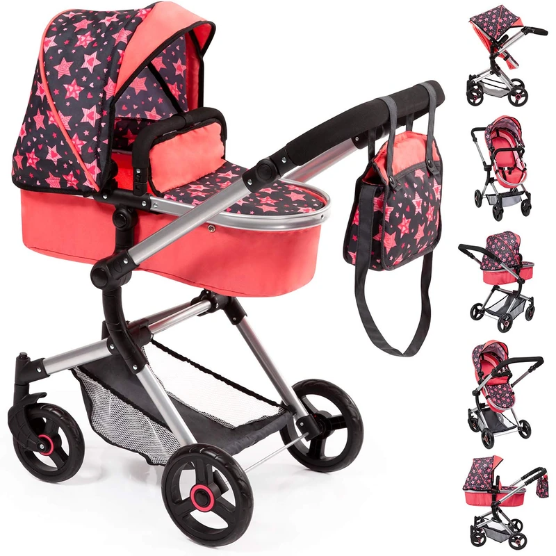 Bayer Design 18405AA Dolls Pram NEO Vario stroller, bag, convertible, foldable, adjustable, reversible