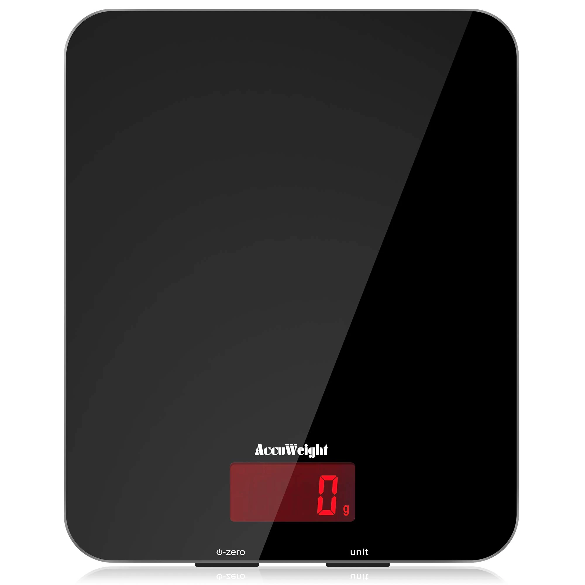 ACCUWEIGHT 201 Digital Kitchen Scales with Tempered Glass Platform (Batteries included), Electronic Weighing Food Scale with Backlit LCD, Multifunction for Office School Home Baking Cooking, 5kg/11lb