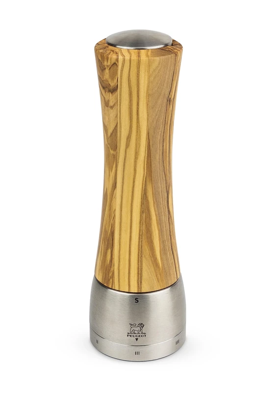 Peugeot - Madras u'Select Manual Salt Mill - Adjustable Grinder - Stainless Steel & Olive Wood, Natural - 21 cm