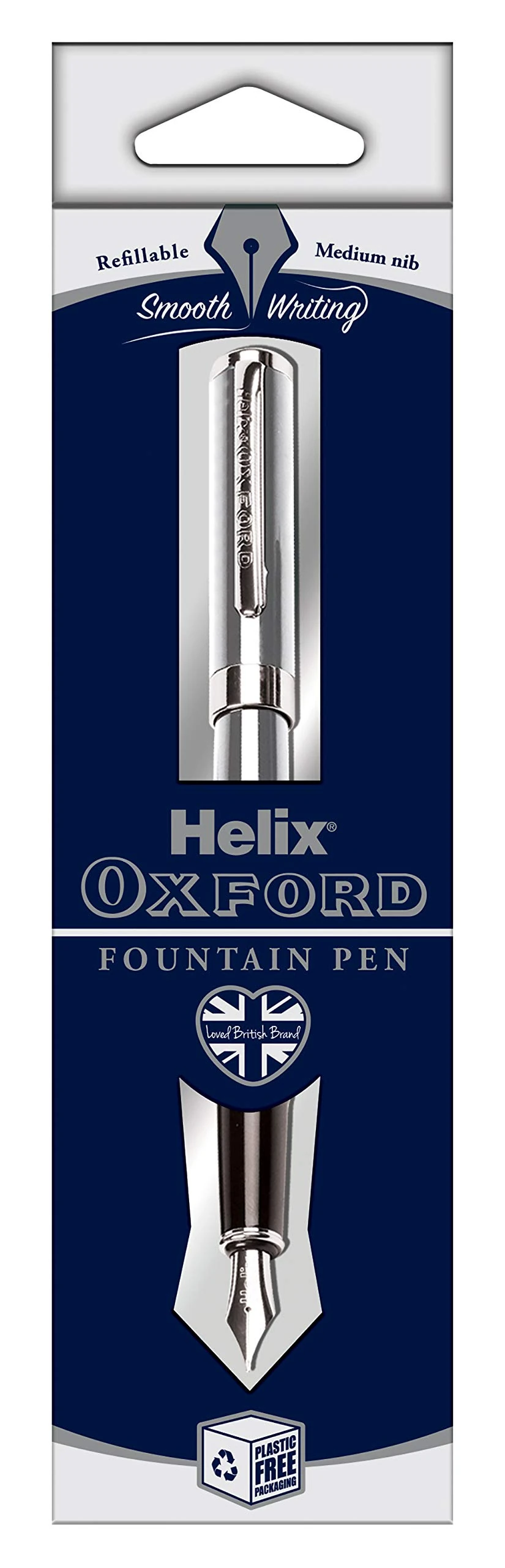 Helix Oxford Premium Fountain Pen (Stainless Steel) with Plastic Free Packaging