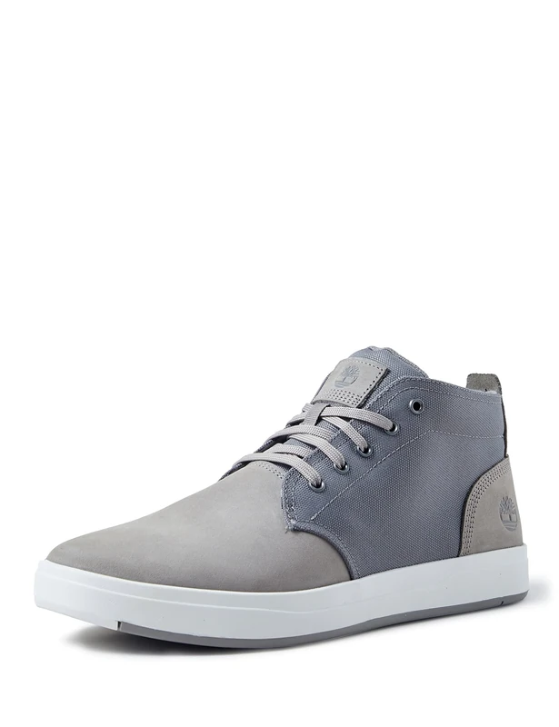 Timberland Men's Davis Square Leather and Fabric Chukka Medium Grey Nubuck 7 EE US