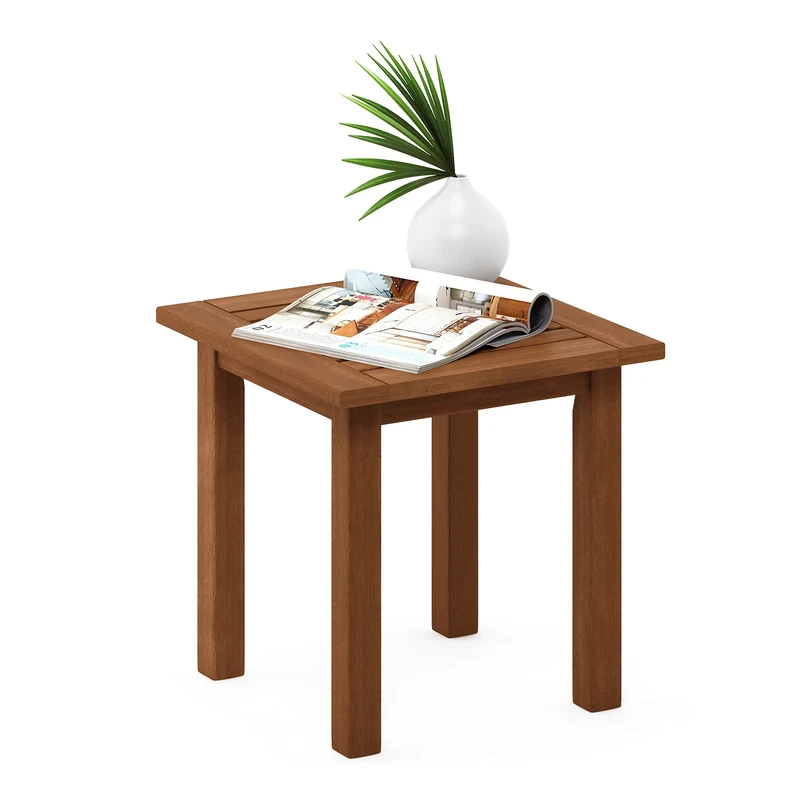 Furinno TIOMAN Outdoor Side Table - Teak Oil Wood Patio Table