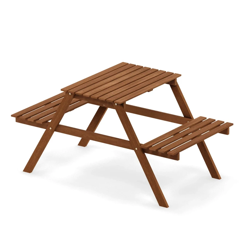 Furinno TIOMAN Outdoor Dining Set, Kids Picnic Bistro Set in Teak Oil, for Patio, Garden, Porch, Natural