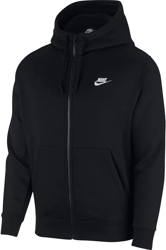 NIKE Men's M Nsw Club Hoodie Fz Bb Sweatshirt, Black/Black/(White), XS UK