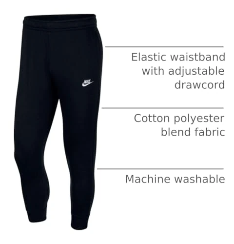 Nike, Jogging, M Nsw Club Jggr Bb, Nero/Nero/Bianco 010, CUSTM