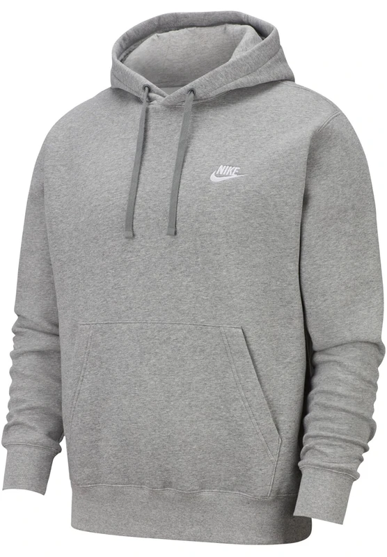 NIKE Men's M Nsw Club Hoodie Po Bb Sweatshirt, Dk Grey Heather/Matte Silver/(White), M UK