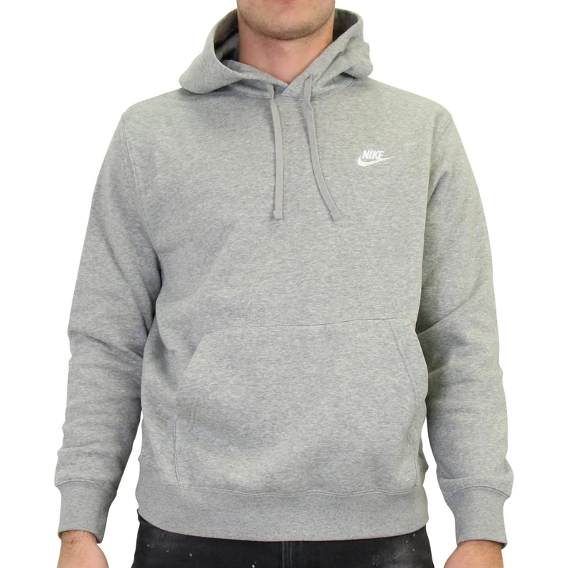 NIKE Men's M Nsw Club Hoodie Po Bb Sweatshirt, Dk Grey Heather/Matte Silver/(White), S UK