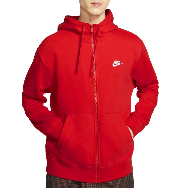 Nike BV2645-657 M NSW CLUB HOODIE FZ BB Sweatshirt Men's UNIVERSITY RED/UNIVERSITY RED/WHITE 4XL-T