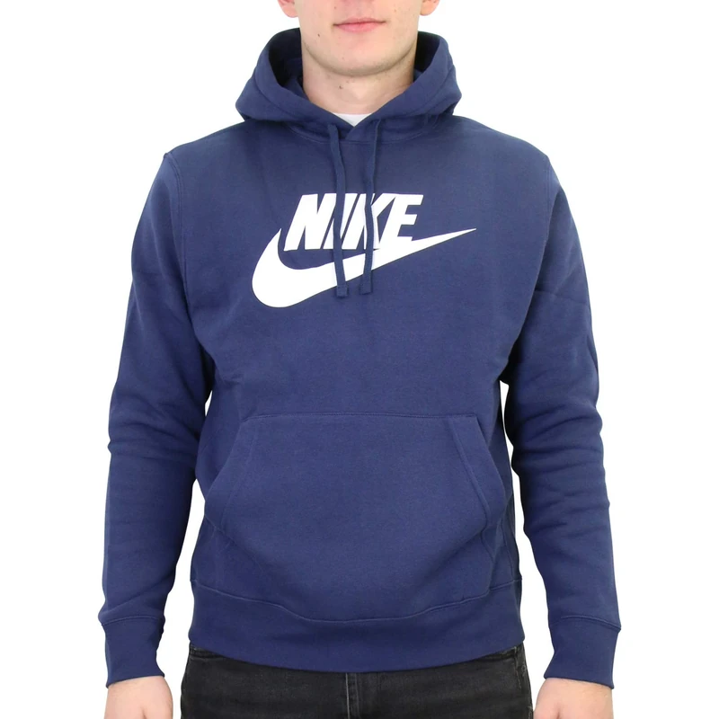 NIKE Men's M Nsw Club Hoodie Po Bb Sweatshirt, Midnight Navy/Midnight Navy/White, XXL UK
