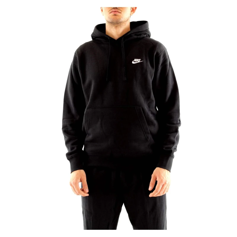 NIKE Men's M Nsw Club Hoodie Po Bb Sweatshirt, Black/Black/(White), XL UK