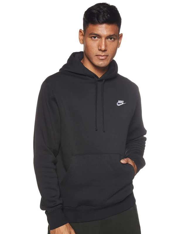 Nike M Nsw Club Hoodie PO BB Sweatshirt - Black/(White), 3XL-T
