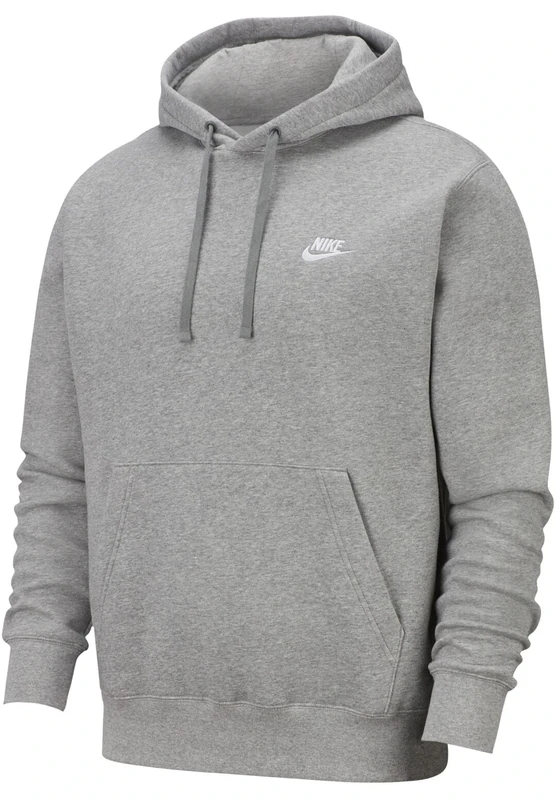 Nike M Nsw Club Hoodie PO BB Sweatshirt - Dark Grey Heather/Matte Silver/(White), Custm