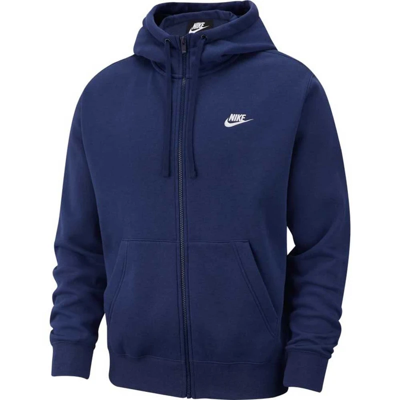Nike M Nsw Club Hoodie Fz Bb Sweatshirt - Midnight Navy/Midnight Navy/(White), M-T