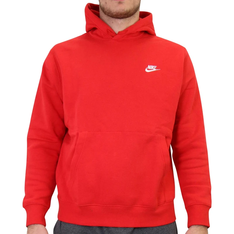 Nike M Nsw Club Hoodie PO BB Sweatshirt - University Red/University Red/(White), Custm