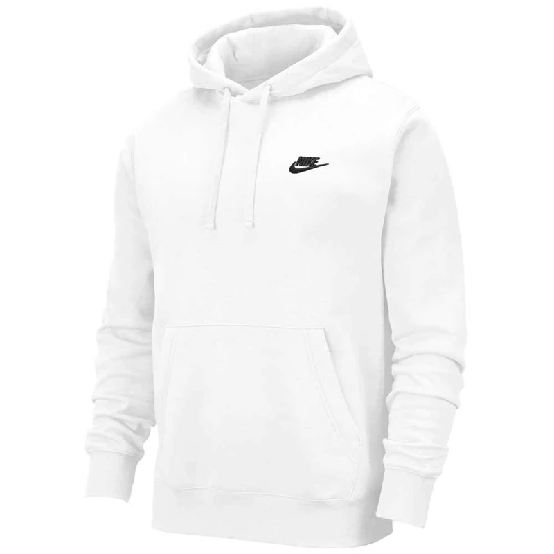 Nike M Nsw Club Hoodie PO BB Sweatshirt - White/(Black), Large-T
