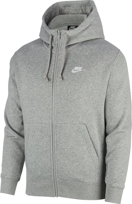 NIKE Men's M Nsw Club Hoodie Fz Bb Sweatshirt, Dk Grey Heather/Matte Silver/(White), S UK