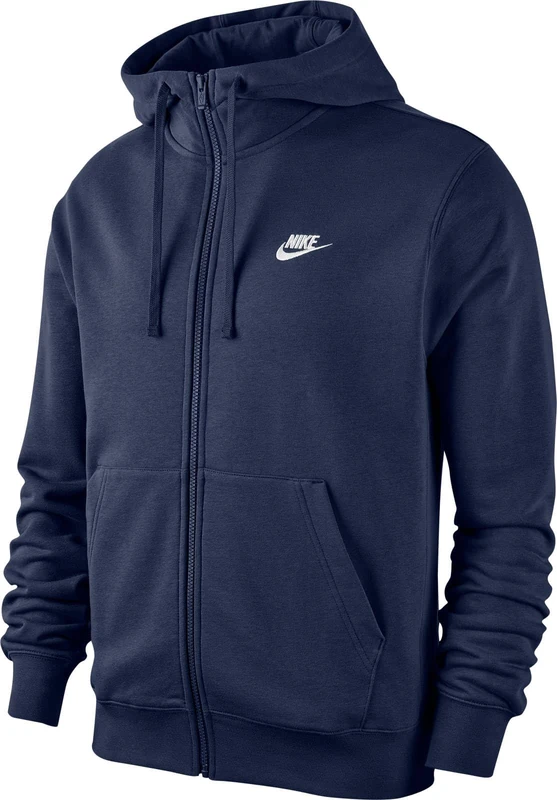 NIKE Mens M Nsw Club Hoodie Fz Bb Sweatshirt, Midnight Navy/Midnight Navy/(White), XXL EU