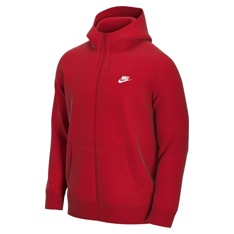 NIKE Men's M Nsw Club Hoodie Fz Bb Sweatshirt, University Red/University Red/(White), L UK