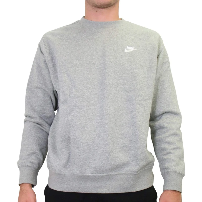 Nike M NSW Club CRW Bb Long Sleeved T-Shirt - Dark Grey Heather/(White), x-Large-T