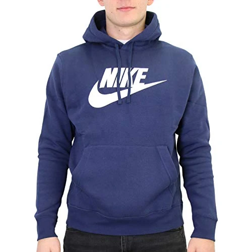 NIKE Mens M Nsw Club Hoodie Po Bb Sweatshirt, Midnight Navy/Midnight Navy/White, M EU