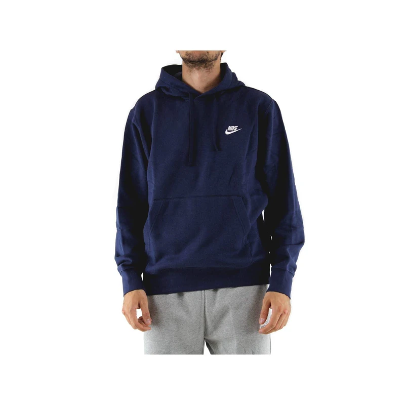 NIKE Men's M Nsw Club Hoodie Po Bb Sweatshirt, Midnight Navy/Midnight Navy/White, XS UK