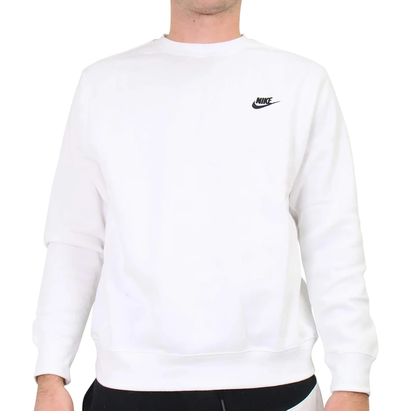 NIKE Mens M Nsw Club Crw Bb Long Sleeved T-shirt, White/(Black), XXL EU