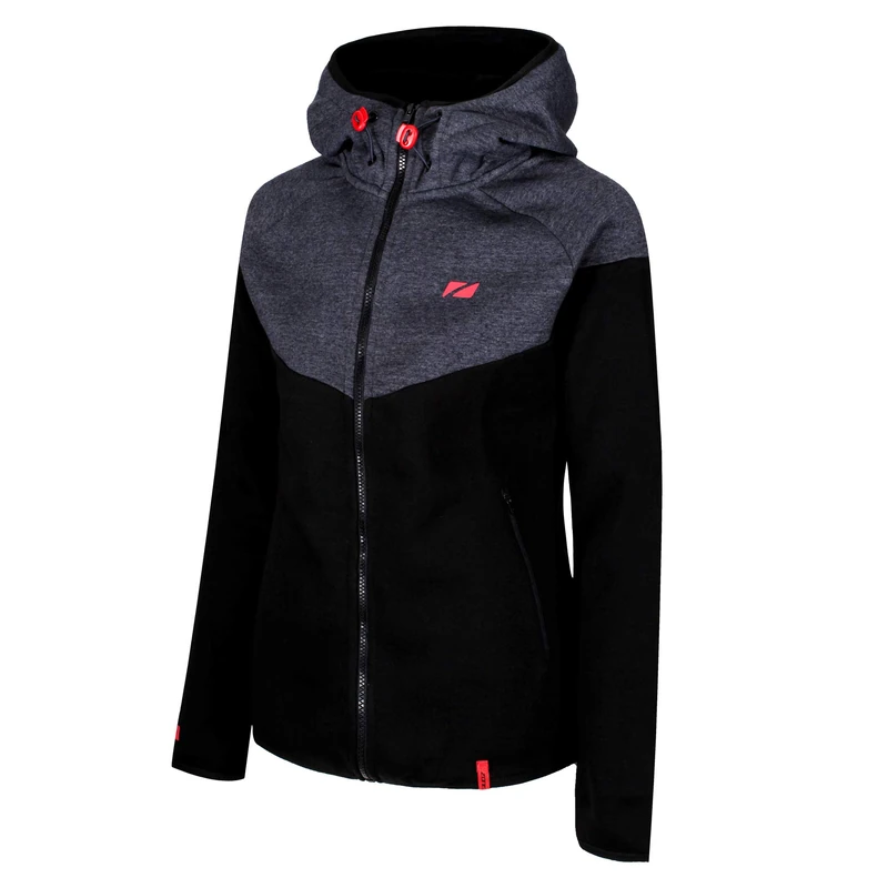 ZONE3 Women's Cotton Casual Hoodie, Black/Grey/Coral, S