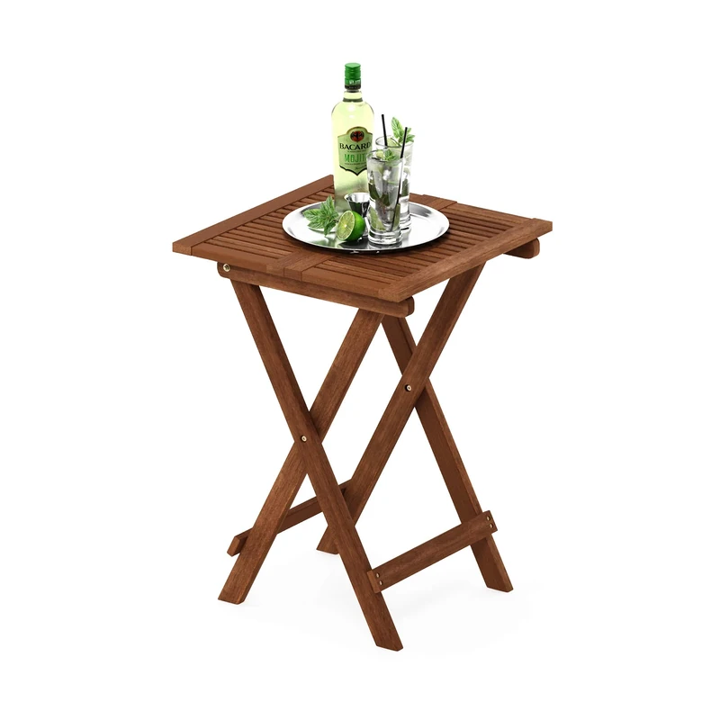 Furinno TIOMAN Patio Table, Folding Outdoor Side Table, Coffee Table in Teak Oil, for Patio, Garden, Porch, Natural