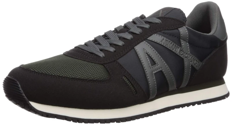 Armani Exchange Men's Lace Up Low-Top Sneakers, Black (Black 00002), 11.5 UK