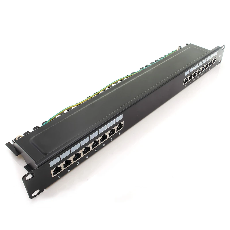 1aTTack.de 367456 Patch panel CAT6 16 port black distribution panel LSA+ connection technology network distribution - RJ45 - TIA 568 A/B - black