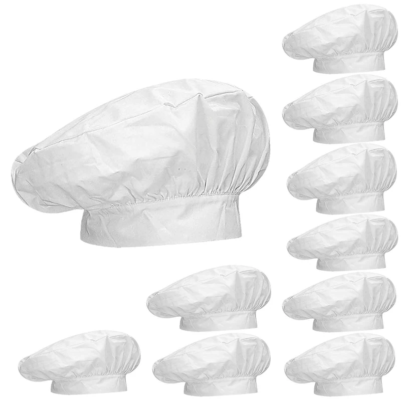 MISEMIYA Unisex Gorro Chef Gorro Forma Seta 918 Chef's hat Mushroom-Shaped Cap 918, Blanco, Pack 10 Pcs - Image 1