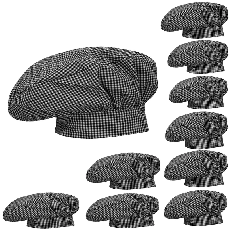 MISEMIYA Unisex Gorro Chef Gorro Forma Seta 918 Chef's hat Mushroom-Shaped Cap 918, Cuatro Vichy, Pack 10 Pcs