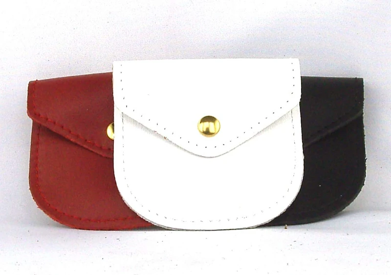 Adriatica Leather Jewellery Holder, Leather Coin Holder with Button (Pack of 30) - in Stock, White,