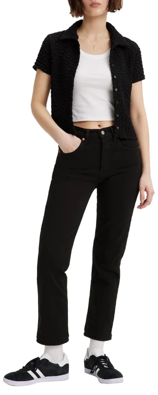 Levi's Women's 501 Crop Jeans, Black Sprout, 28W / 28L