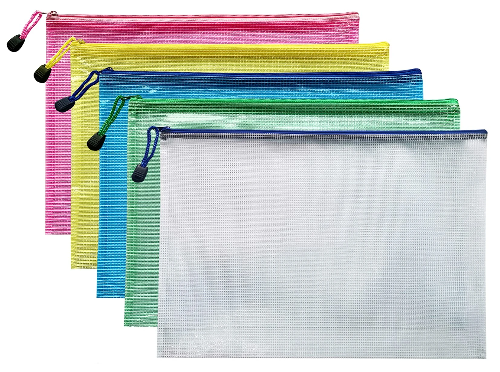 A4 Zip Wallets Plastic Zip Wallets 5Pcs A4 Zip Folders Extra Thick-5Pack