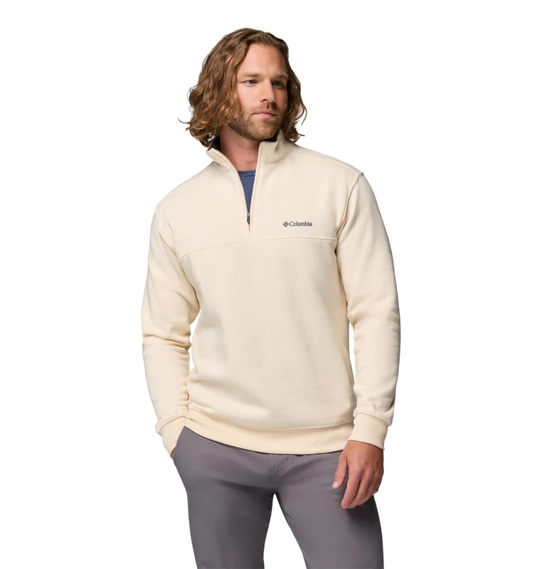 Columbia Men's Hart Mountain II Half Zip Hiking Shirt, Oatmeal Heather, Large