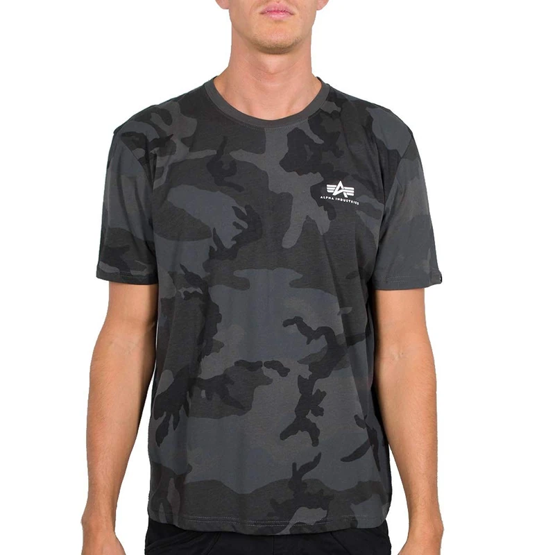 Alpha Industries Basic T Small Logo Camo T-Shirt for Men Black Camo