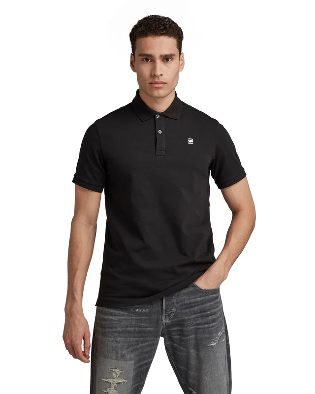 G-STAR Men's Dunda Overdyed Slim Polo, Black (dk black D11595-5864-6484), XS