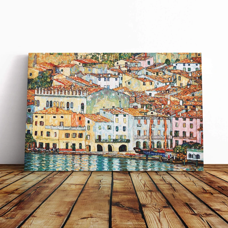 Gustav Klimt Malcena at The Gardasee Vol.3 Canvas Print | Gallery Wrapped 30mm Frame Wall Art | 20x14 inches | Ready to Hang | Modern Picture | Living Room Bedroom Lounge Office - Image 1